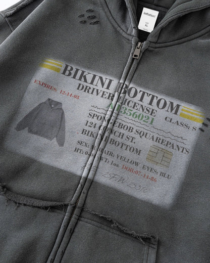 Graphic Ripped Washed Zip Up Hoodies | LCDEGO Streetwear