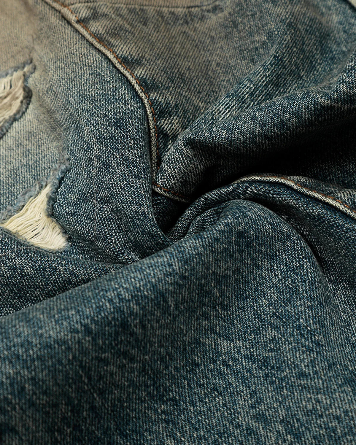 Dirty Ripped Barrel Jeans | LCDEGO Streetwear