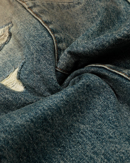 Dirty Ripped Barrel Jeans | LCDEGO Streetwear