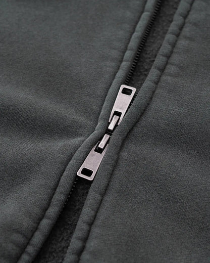 Contrast Stitching Distressed Wash Zip Up Hoodies | LCDEGO Streetwear