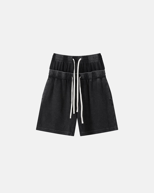 Double Waist Acid Wash Waffle Shorts | LCDEGO Streetwear