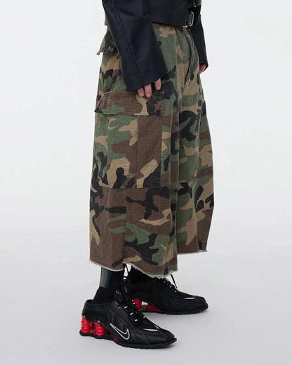 Oversized Camo Cargo Longline Shorts | LCDEGO Streetwear