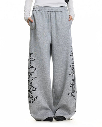 Gothic Graphic Wide Leg Sweatpants | LCDEGO Streetwear