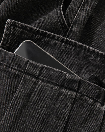 Washed Denim Cargo Shorts with Drawstring | LCDEGO Streetwear