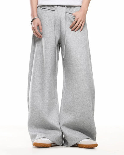 Curved Seam Wide-Leg Sweatpants | LCDEGO Streetwear