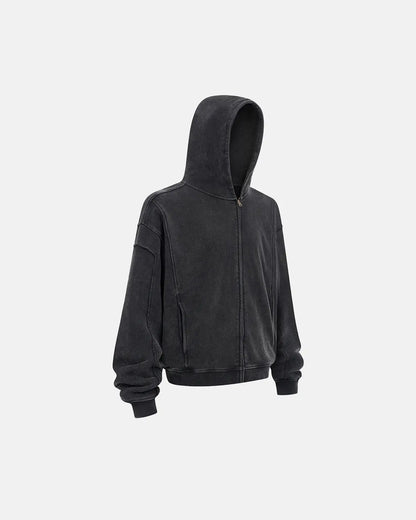 Acid Wash Stitching Zip Up Hoodies | LCDEGO Streetwear