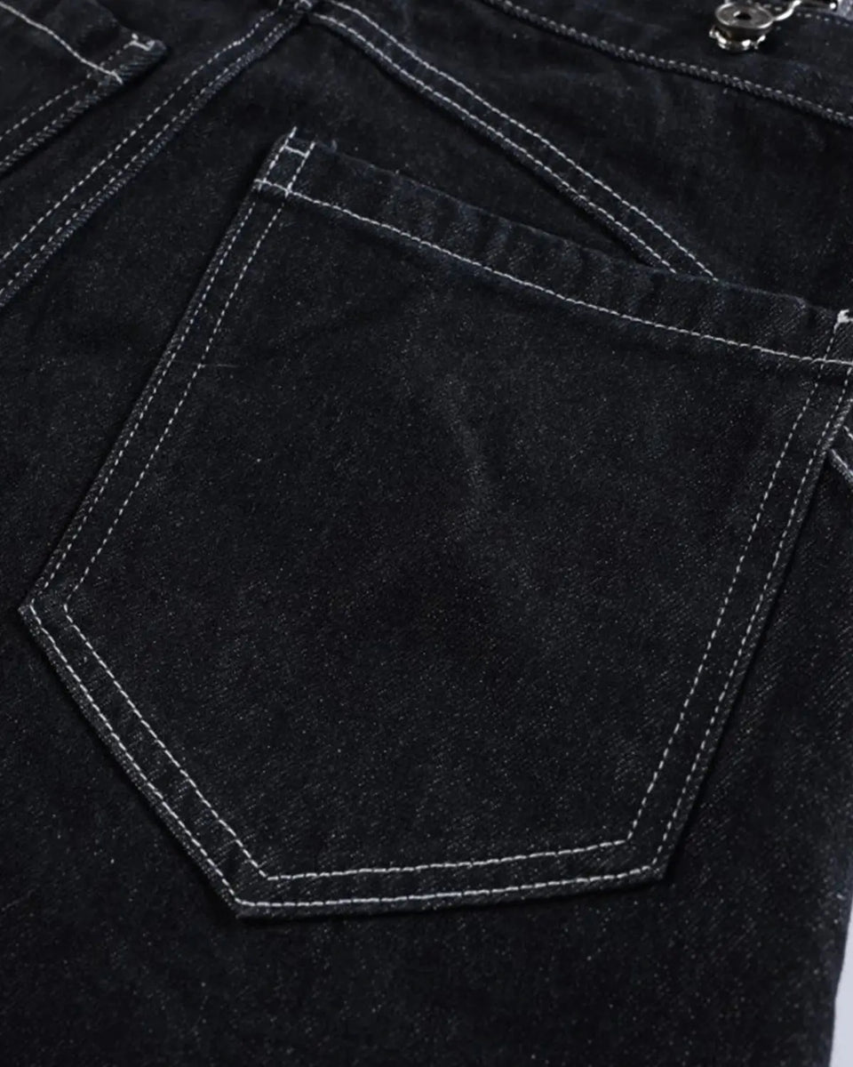 Asymmetric Buckle Denim Overalls Jeans | LCDEGO Streetwear