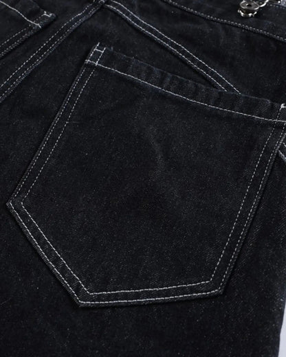 Asymmetric Buckle Denim Overalls Jeans | LCDEGO Streetwear