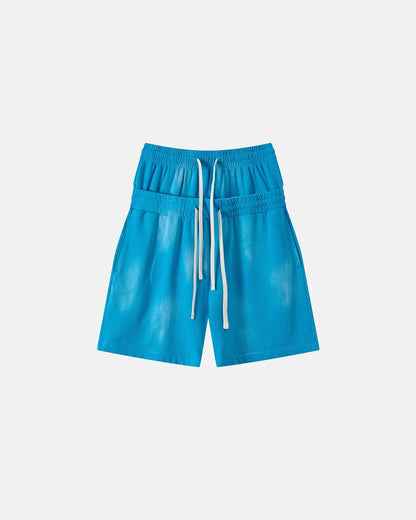 Double Waist Monkey Wash Sweat Shorts | LCDEGO Streetwear