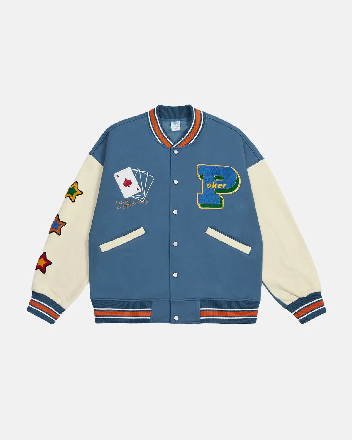 Poker Embroidery Varsity Jacket | LCDEGO Streetwear