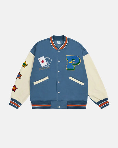 Poker Embroidery Varsity Jacket | LCDEGO Streetwear
