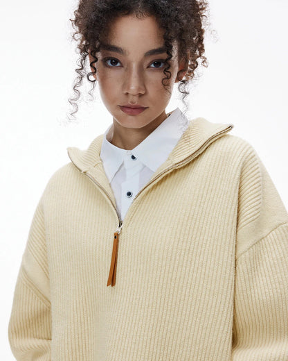 Quarter Zip Up Mock Neck Sweaters | LCDEGO Streetwear