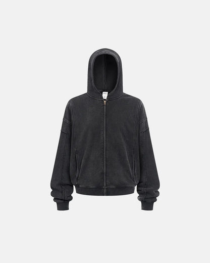 Acid Wash Stitching Zip Up Hoodies | LCDEGO Streetwear