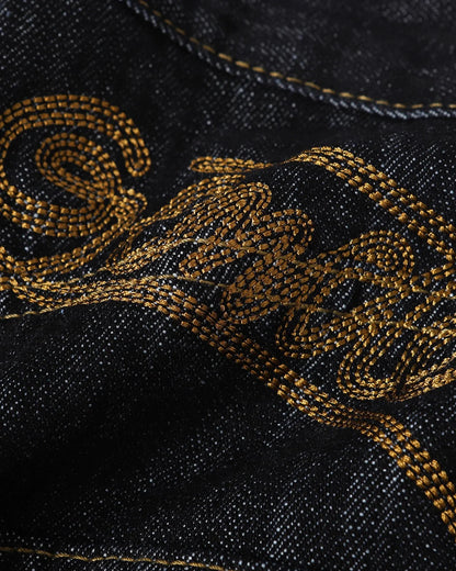 Embroidered Raw Baggy Jeans | LCDEGO Streetwear