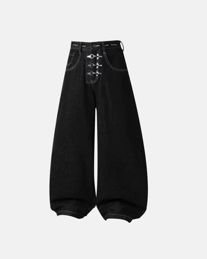 Asymmetric Buckle Denim Overalls Jeans | LCDEGO Streetwear