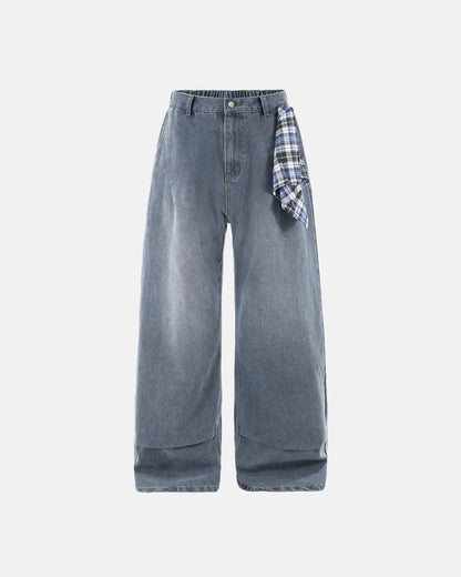 Acid Wash Detachable Bandana Baggy Jeans | LCDEGO Streetwear