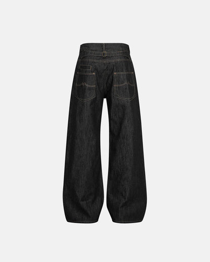 Cinch Back Raw Wide Leg Baggy Jeans | LCDEGO Streetwear