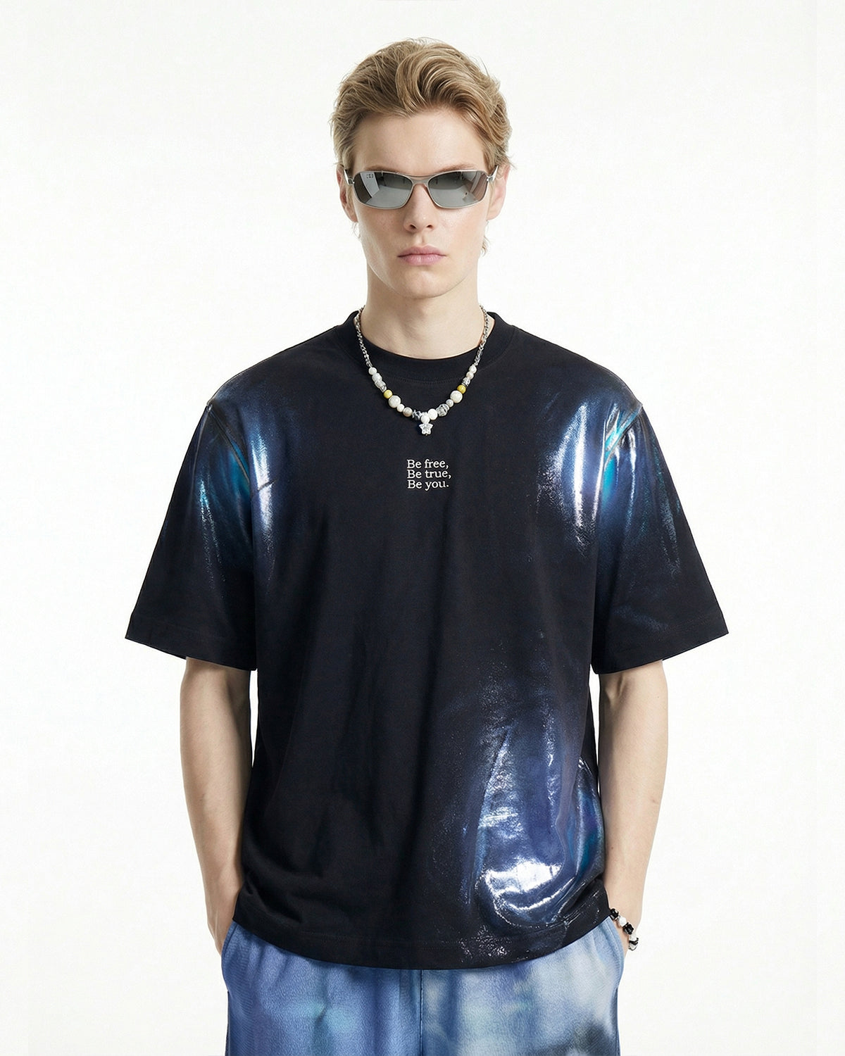 Iridescent Shimmer Oversized T-Shirt | LCDEGO Streetwear