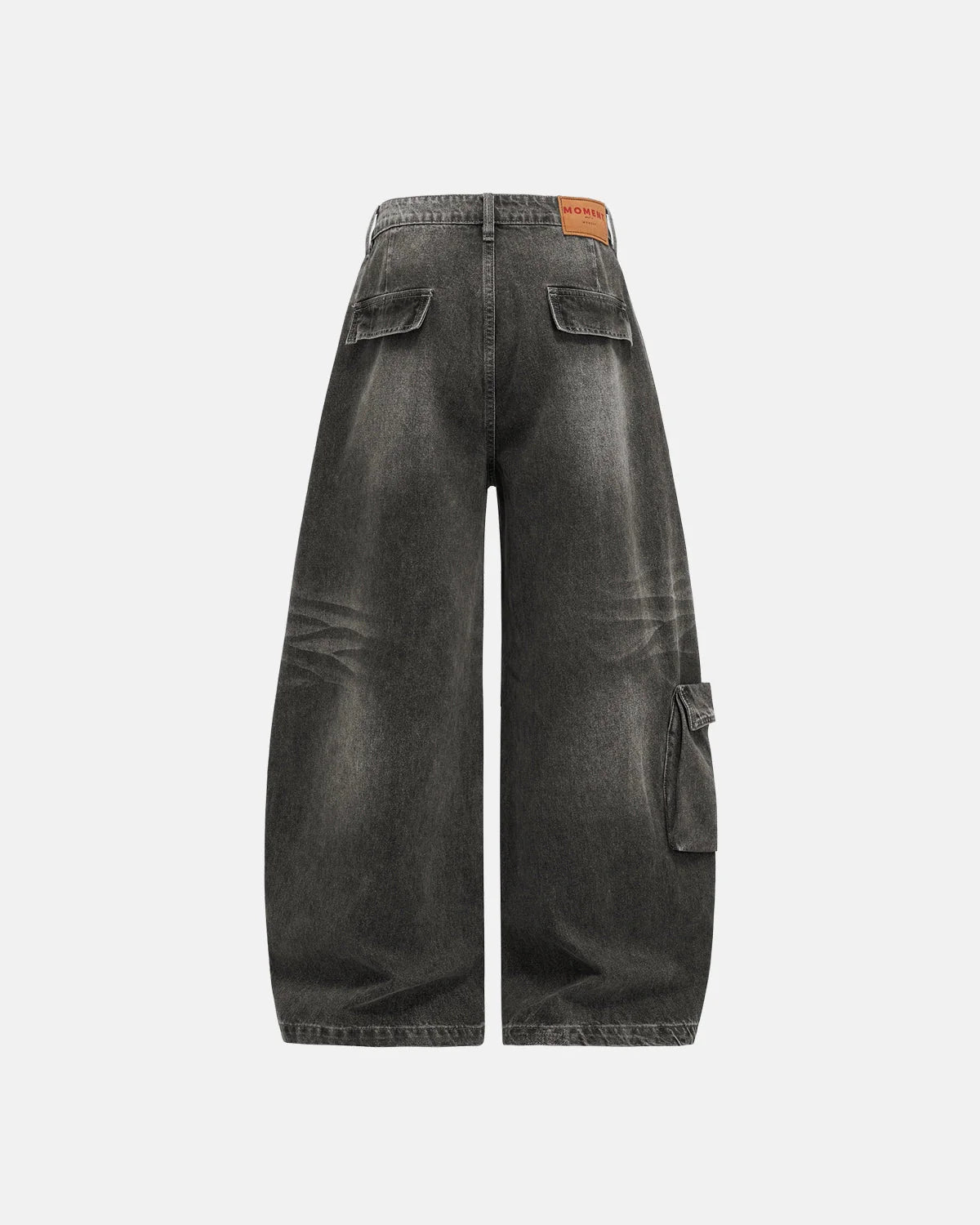 Distressed Washed Cargo Barrel Jeans | Streetwear