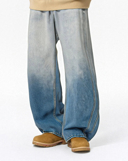 Gradient Color Acid Wash Baggy Jeans | LCDEGO Streetwear