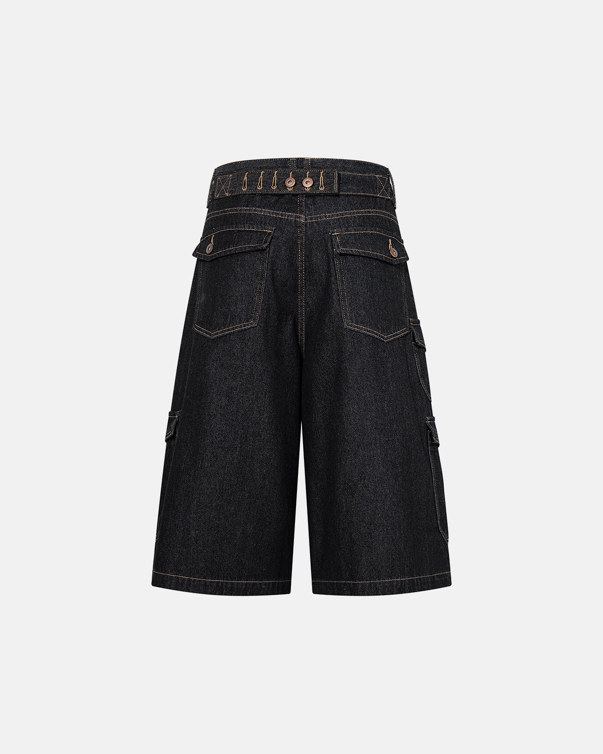 streetwear jorts with cargo pockets and structured raw denim