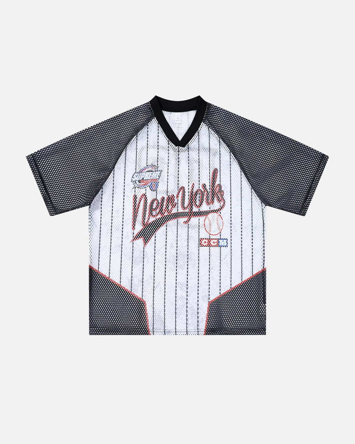 Pinstripe Colorblock Mesh Jersey | LCDEGO Streetwear