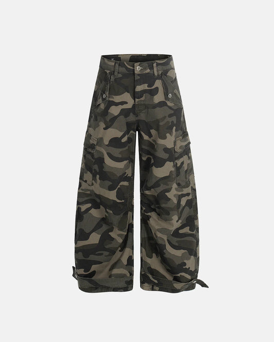 Multi-pockets Camo Barrel Cargo Pants | LCDEGO Streetwear