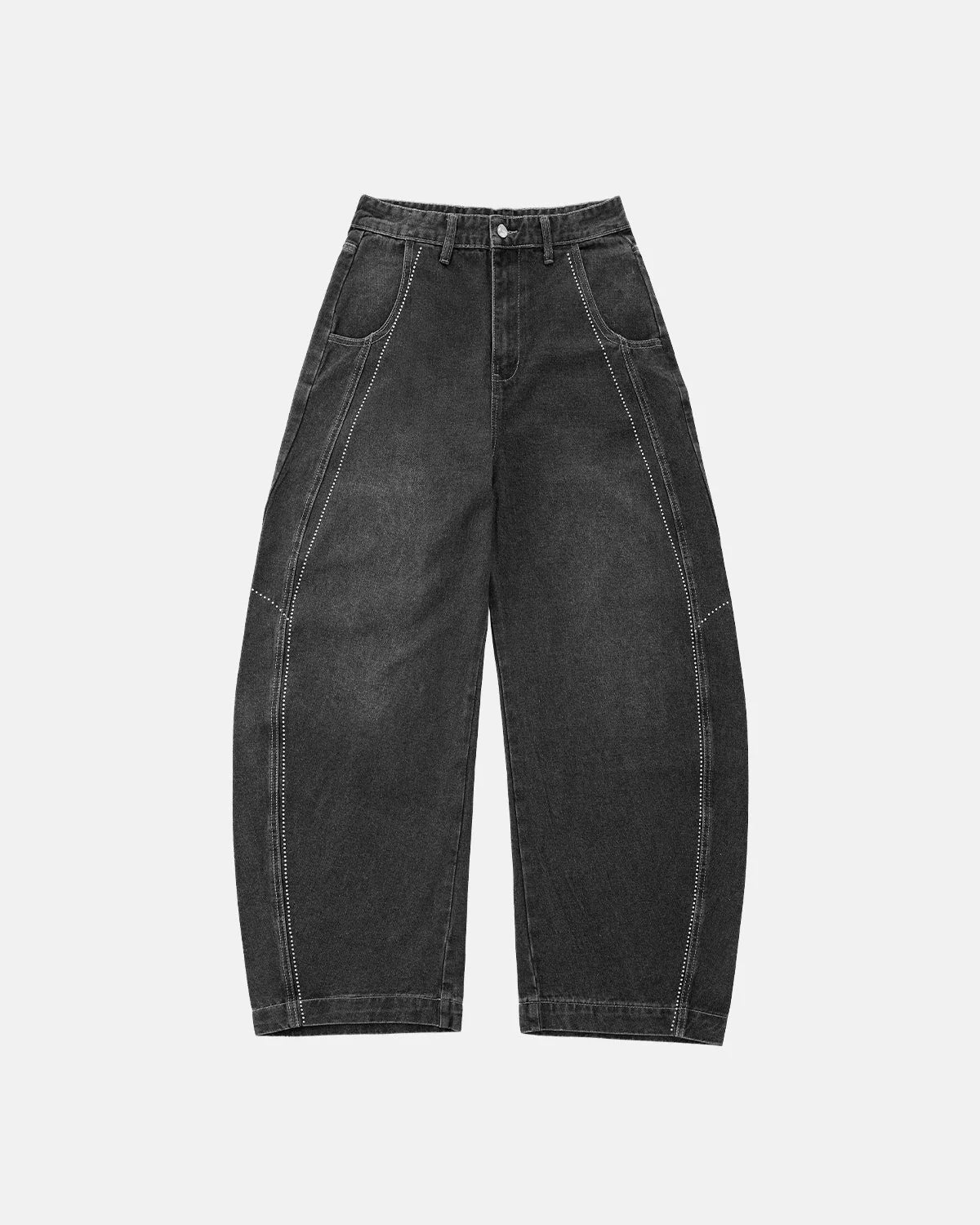Rhinestone Stitching Barrel Jeans | LCDEGO Streetwear
