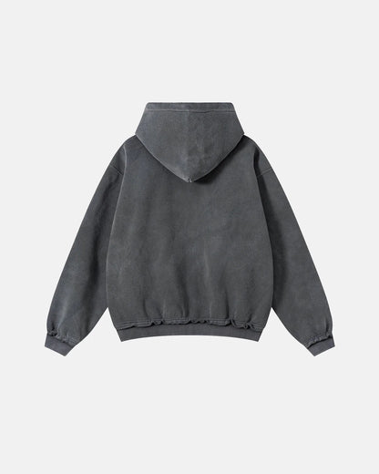 Graphic Ripped Washed Zip Up Hoodies | LCDEGO Streetwear