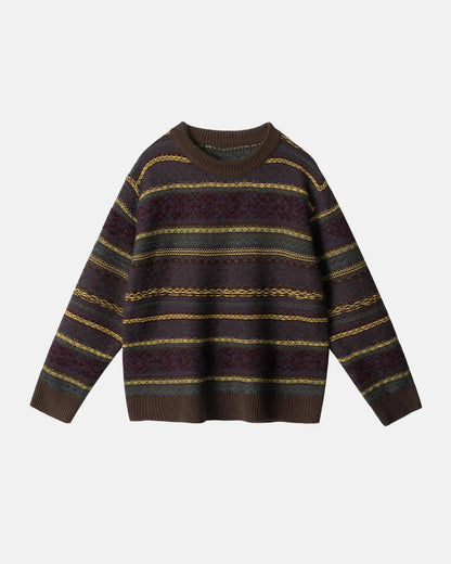 Round Neck Stripe  Jacquard Pullovers | LCDEGO Streetwear