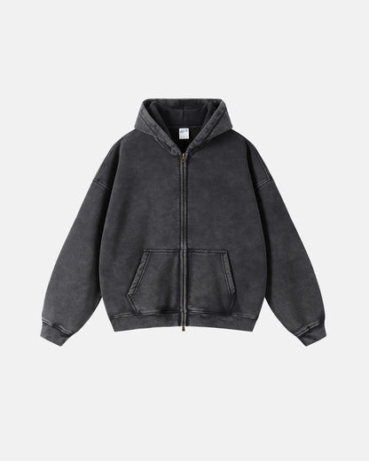 black zip up hoodie