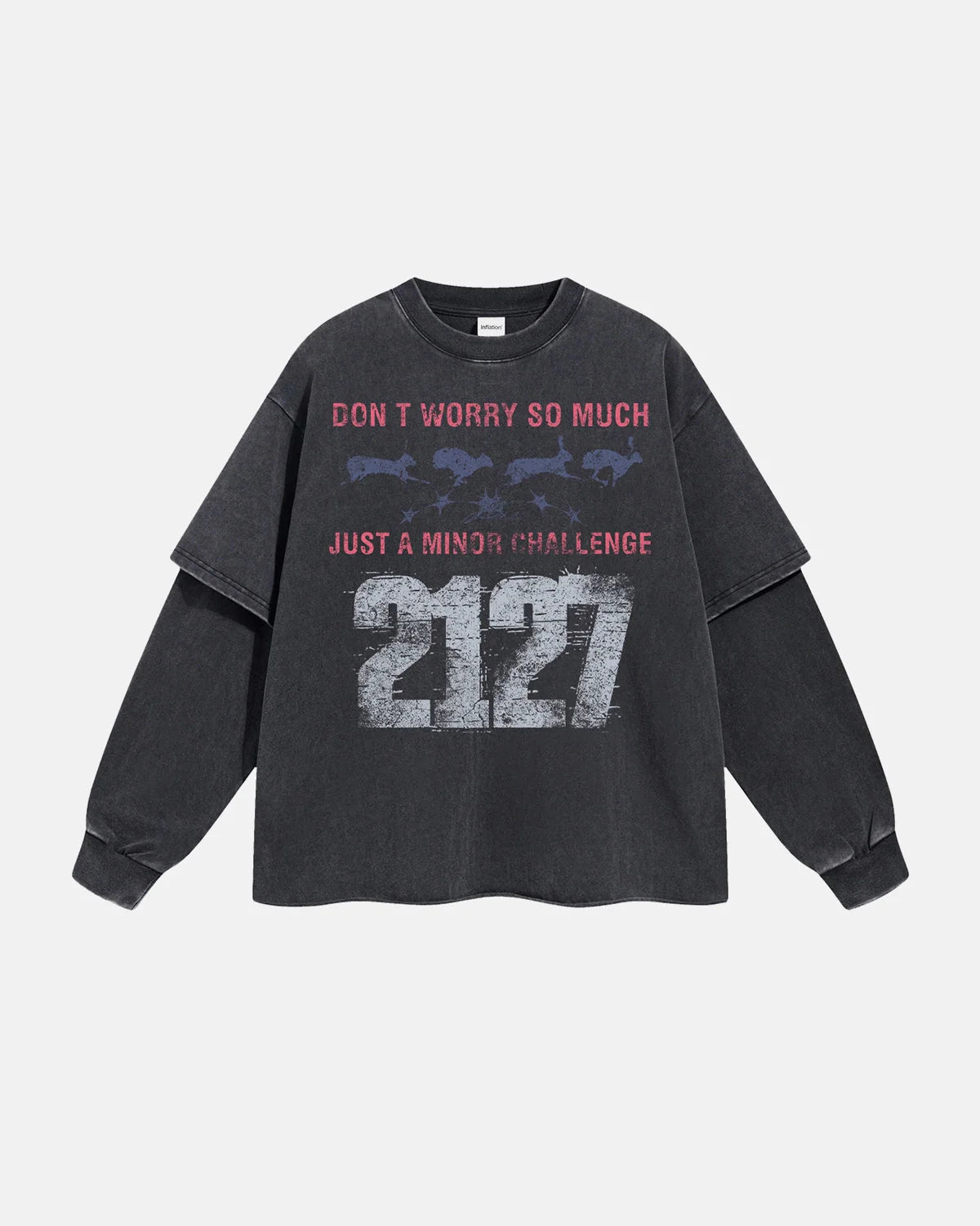 Black Acid Wash Layered Tees | LCDEGO Streetwear