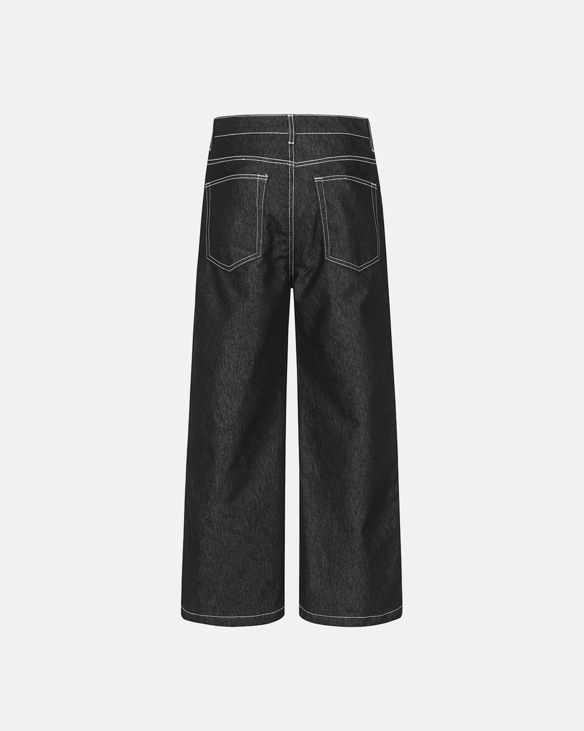 straight-leg jeans with deconstructed panel seams and pleat-inspired structure detail