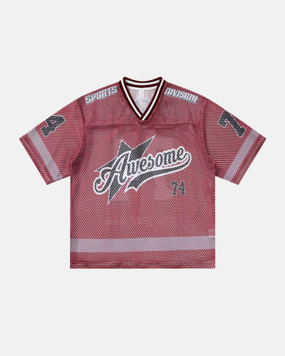 V-neck Graphic Mesh Jersey | LCDEGO Streetwear