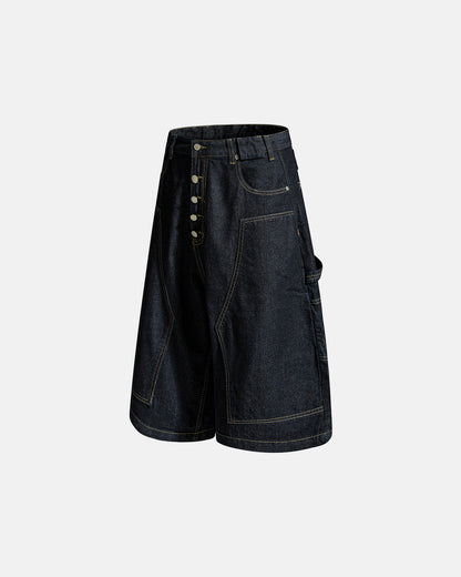 Cinch Back Buttons Up Cargo Jorts | LCDEGO Streetwear
