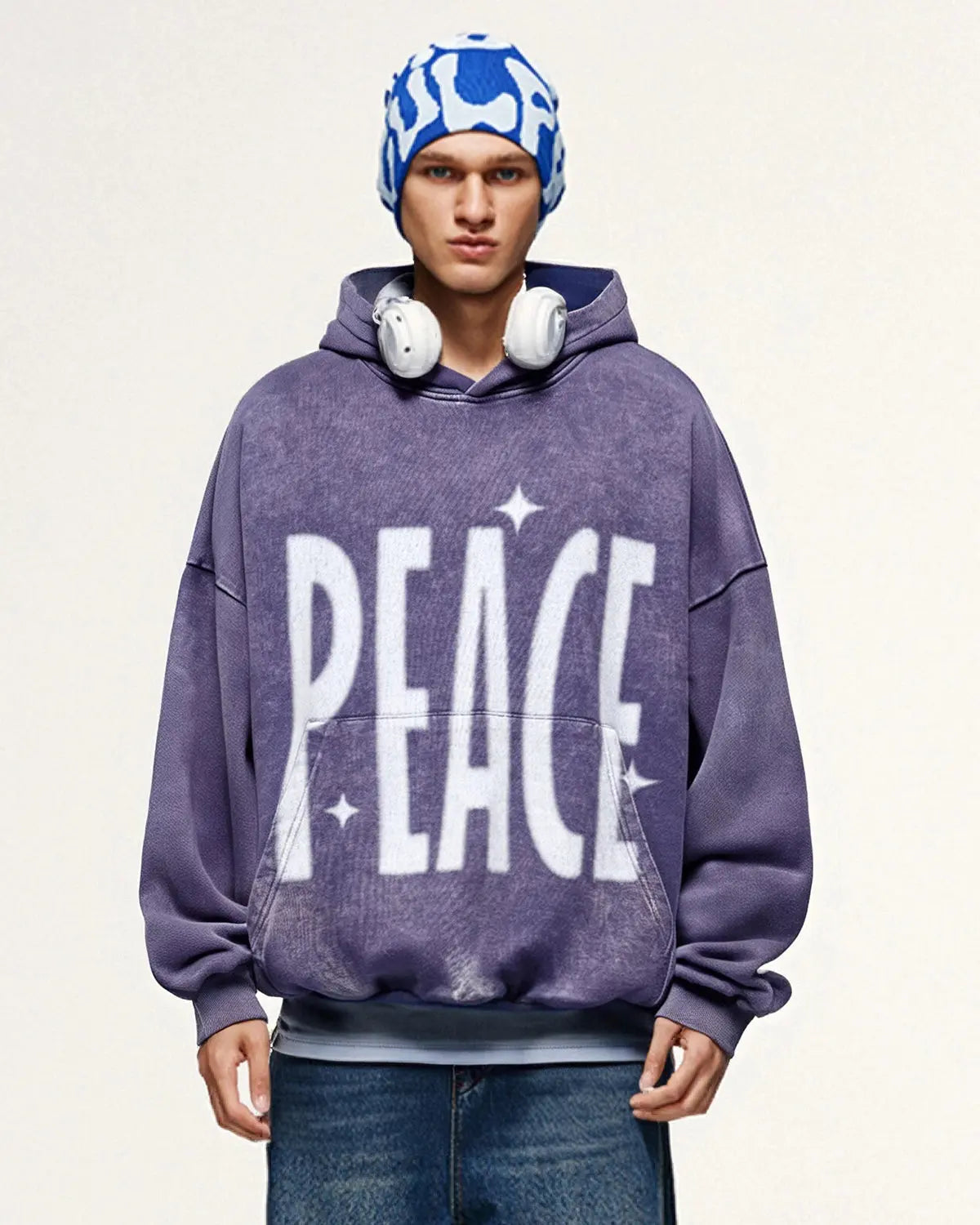 " Peace" Acid Washed Hoodies | LCDEGO Streetwear