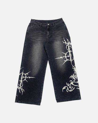 LCDEGO Black Graphic Denim Pants