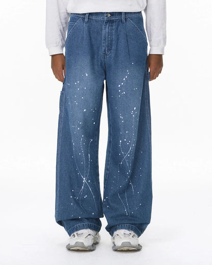 Splash Ink Print Straight Leg Denim Jeans | LCDEGO Streetwear