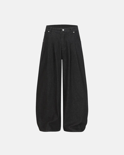Heavyweight Baggy Raw Wide-Leg Jeans | LCDEGO Streetwear