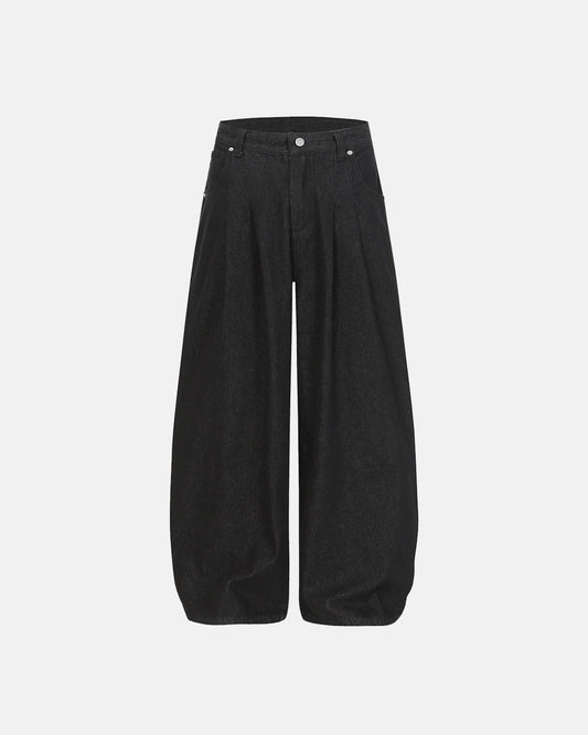 Heavyweight Baggy Raw Wide-Leg Jeans | LCDEGO Streetwear
