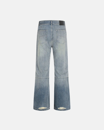 Stitching Bamboo Weave Bootcut Jeans | LCDEGO Streetwear