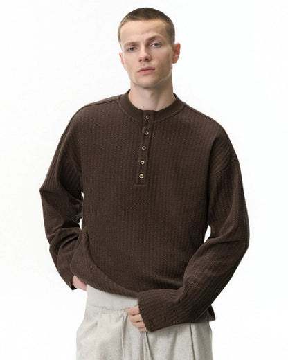 Old Money Style Henley Long Sleeve Tees | LCDEGO Streetwear