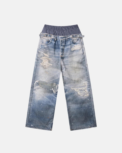 Layered Digital Print Baggy Jeans | LCDEGO Streetwear