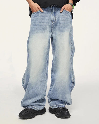 LCDEGO Wave Washed Baggy Jeans