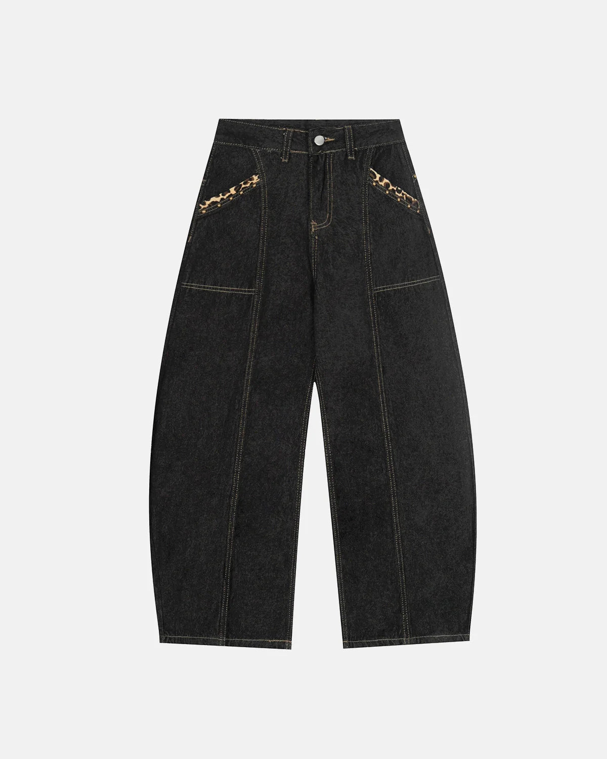 Gothic Cross Embroidery Barrel Jeans | LCDEGO Streetwear