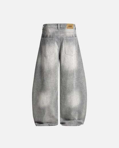 Blue Acid Wash Barrel Jeans | LCDEGO Streetwear