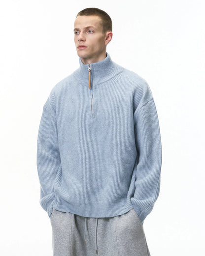 Quarter Zip Up Mock Neck Sweaters | LCDEGO Streetwear