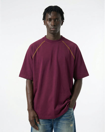 Contrast Color Stiching Stretch T-shirt | LCDEGO Streetwear