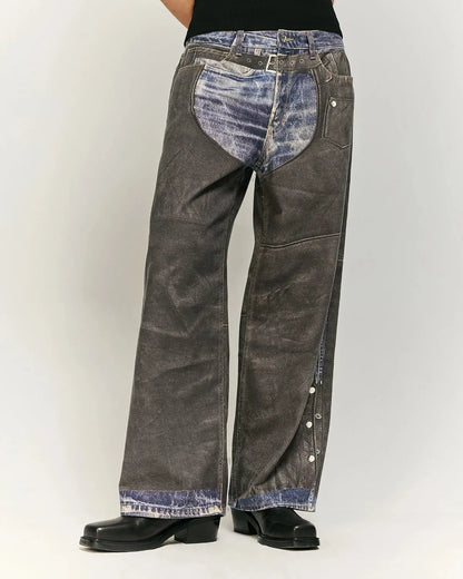 Colorblock Digital Printing Cotton Jeans | LCDEGO Streetwear