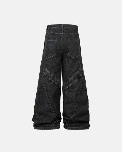 Stitching Button Up Baggy Jeans | LCDEGO Streetwear